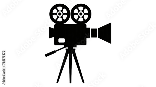 Vintage film camera silhouette for cinematic creation and storytelling