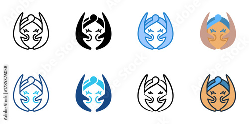 Facial massage icon set multiple style collection 
