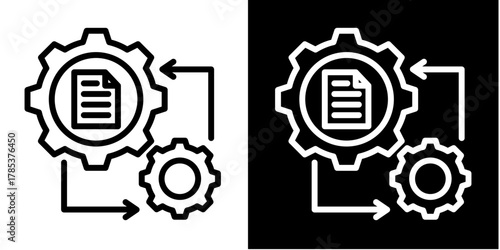 Data Processing  Icon Set White Style Collection
