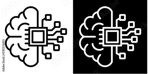 Machine Learning  Icon Set White Style Collection
