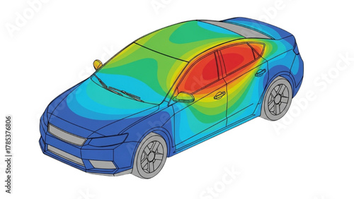 Car Design Simulation and Analysis - Aerodynamic Study with Color Mapping