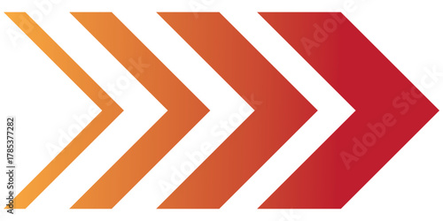 Abstract orange red thin gradient arrows vector icon representing direction progress speed movement navigation technology fast modern design chevron layout digital interface transition isolated. EPS10