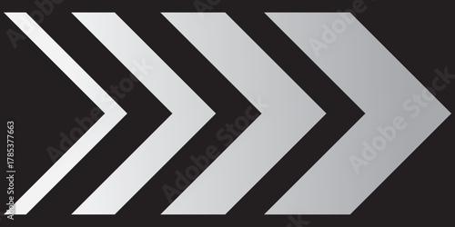 Acceleration arrow icon, turn sign, speed - stock vector. Pointer, speed direction, road caution, military, navigation Black of a sign Dynamic moving arrow. EPS 10.