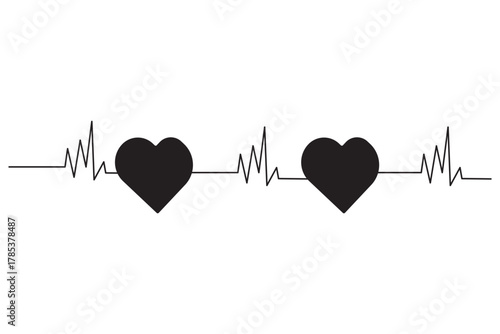 heart beat line. heart beat sinus rhythm line. Healthcare medical hospital logo. Vector illustration icon. Isolated on white background