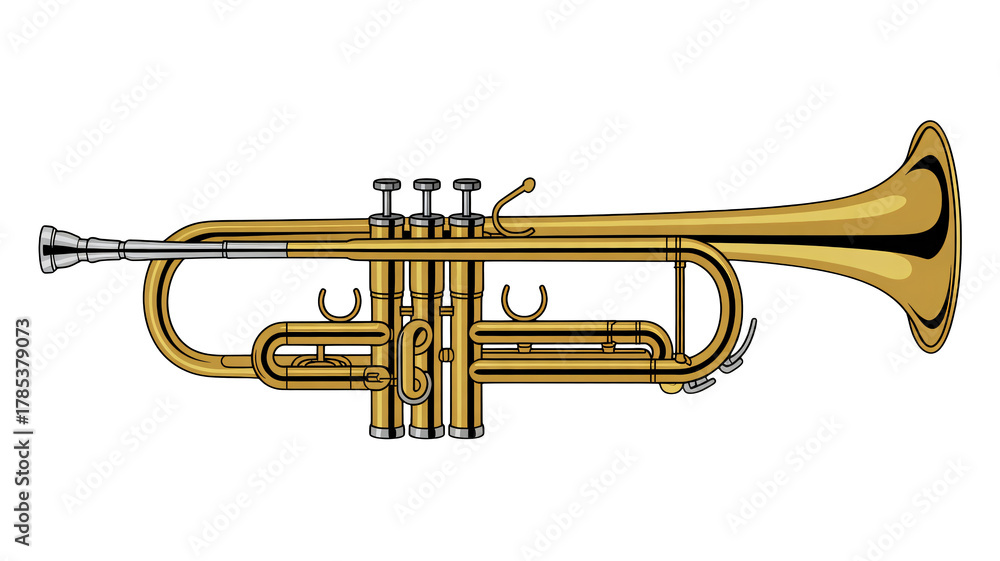 Obraz premium Golden trumpet musical instrument jazz brass melody sound performance