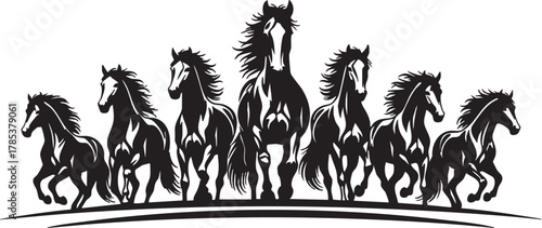 set of horses vector silhouette 