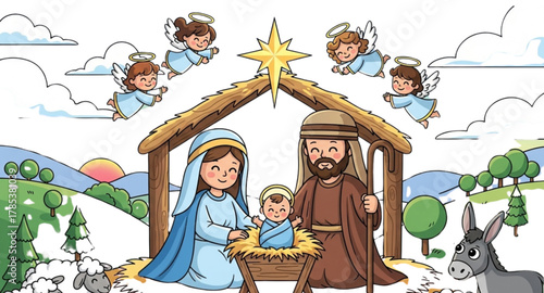 nativity scene with mary and jesus