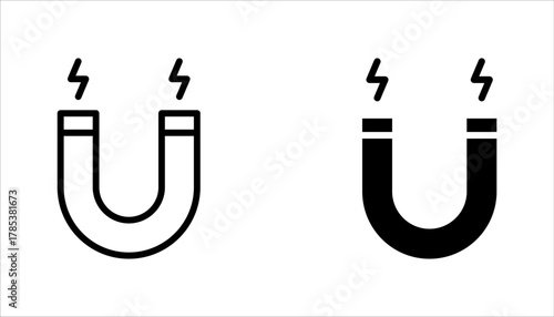 Magnet icon set. Horseshoe icon. Magnet horseshoe line icon. Magnet symbol vector illustration on white background