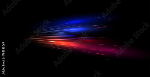 Abstract High-Speed Motion and Movement Background Banner: Dynamic Light Trails with Motion Blur for Futuristic Technology Banner and Poster Design.