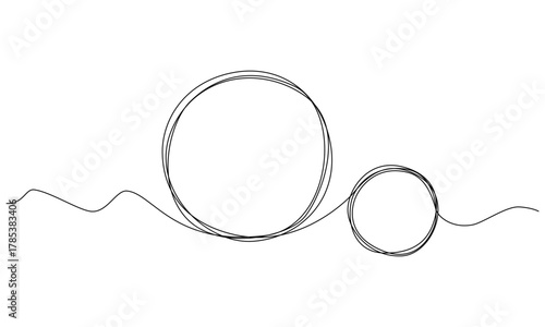 Continuous one line circle stroke, Hand drawn circle frame. Psychotherapy concept of solving problems is easy. Unravels bad mental health.