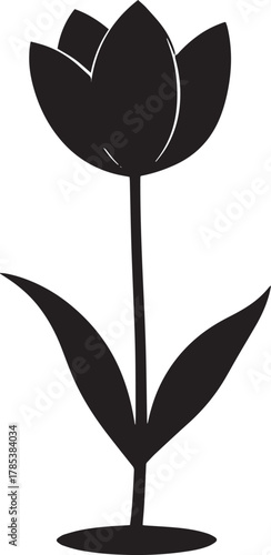  Blooming Tulip Silhouette Vector Illustration