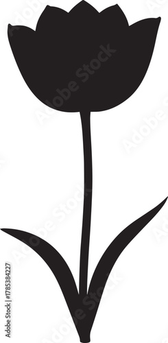  Blooming Tulip Silhouette Vector Illustration
