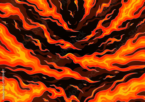 和風の炎の背景 集中線フレームベクター