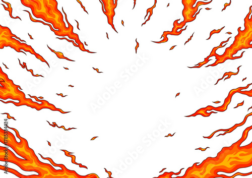 和風の炎の背景 集中線フレームベクター