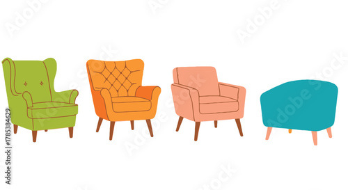 Colorful armchairs illustration furniture design home decor ideas