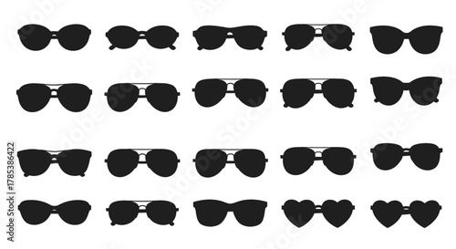 Black sunglasses collection different styles eye protection fashion