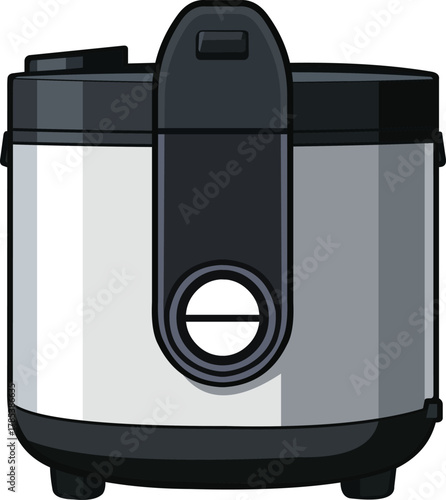 Sleek modern rice cooker appliance, perfect for contemporary kitchens and culinary content, offering effortless meal preparation.