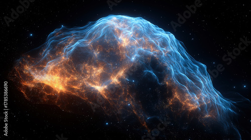 Gorgeous Blue-Orange Gradient Cosmic Nebula, Revealing Vast Starry Sky Mystery, for Astronomy Popularization and Sci-Fi Design