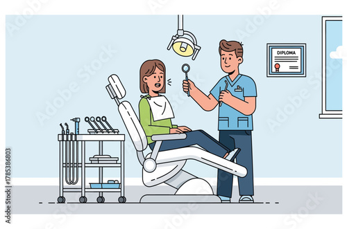 Dentist preparing to examine a patients teeth in a dental clinic