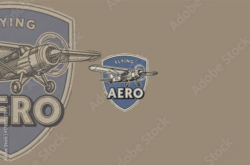Vintage Aero Flying Club Emblem with Classic Propeller Plane Design