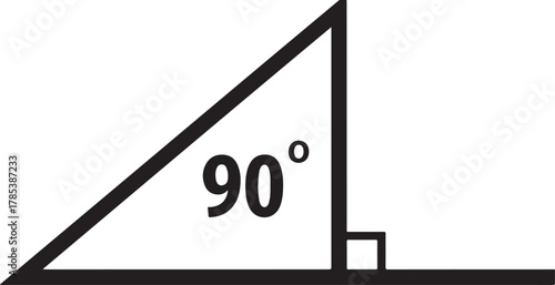 Right angle triangle with ninety degrees symbol geometry