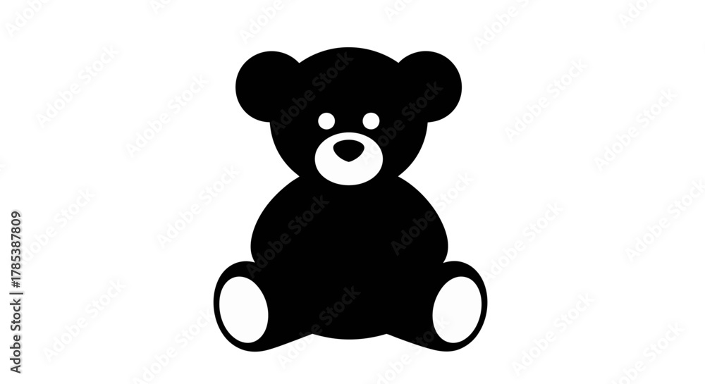 Naklejka premium Vector black teddy bear clip art cute toy illustration download