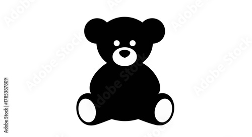 Vector black teddy bear clip art cute toy illustration download