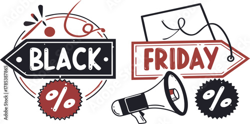 Black Friday Sale: A dynamic composition showcases the allure of Black Friday, with a megaphone amplifying the message of amazing discounts and deals.
