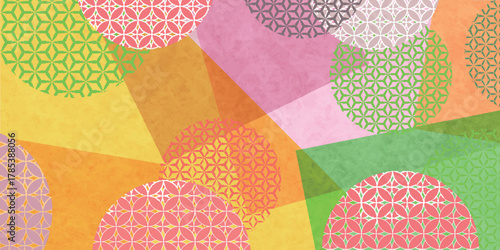 カラフル　フレーム　和柄　模様　背景