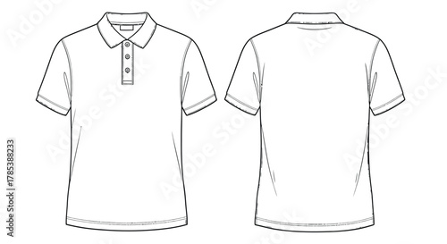 White polo shirt template front and back view vector illustration