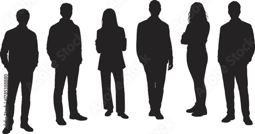 Diverse Business People Silhouettes, Professional Team Group, Corporate Staff Standing, Anonymous Crowd, Human Resources Concept, Collaboration 