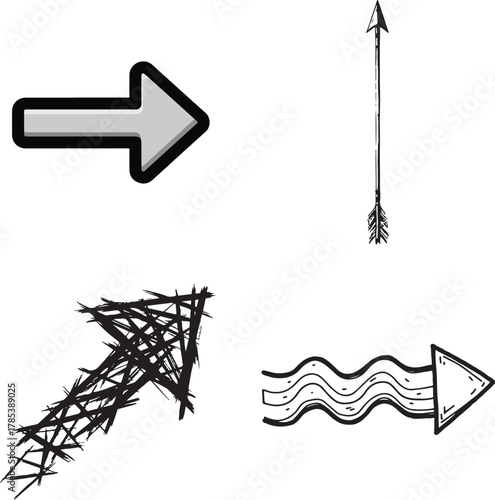 Diverse Hand-Drawn Arrow Illustrations Set on White Background
