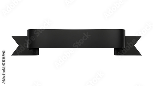 Minimal black banner ribbon isolated for modern layout