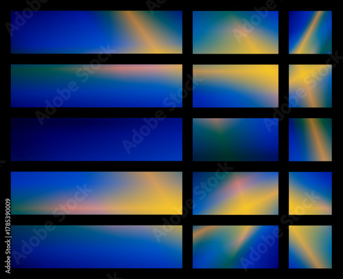 Set of blue gradient backgrounds, vibrant and cool, for digital interface elements or modern design