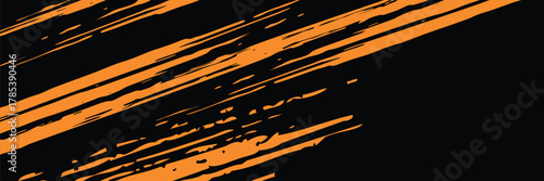 Black orange brush, car sticker wrap pattern, banner, abstract sporty lines, black orange color combination.