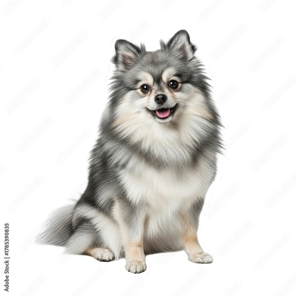 Obraz premium A captivating studio portrait of a charming Pomeranian, showcasing the unique traits of this delightful dog species and breed, a picture perfect representation