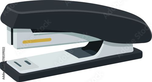 Modern black and silver stapler ready for office organization and document binding, essential for any professional workspace.