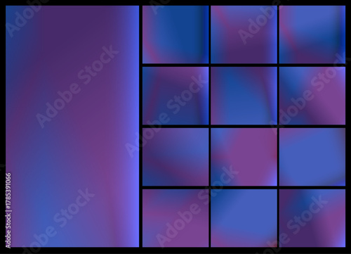 Set of blue gradient backgrounds, vibrant and cool, for digital interface elements or modern design
