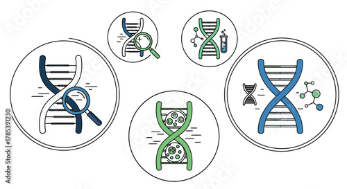 Dna research science genetics molecule biology medical illustration