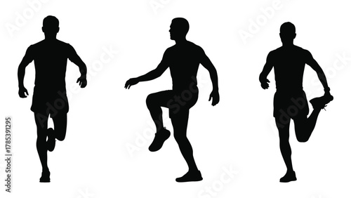 Male athlete exercise silhouettes isolated on white background, Vector