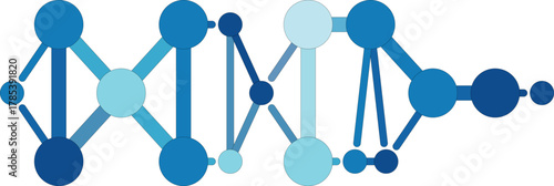 Abstract blue molecular structure isolated on white background