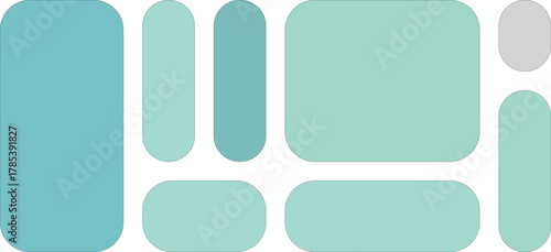 Abstract composition of rounded rectangles and circles in pastel colors