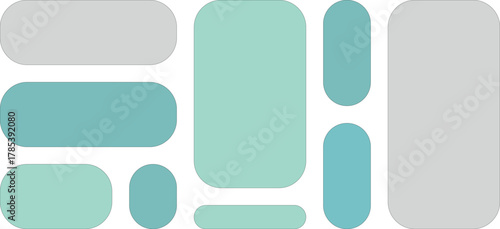 Abstract composition of rounded rectangles and ovals in pastel colors