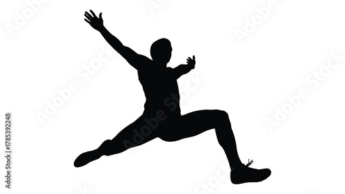 Dynamic athletic man silhouette isolated on white background, Vector