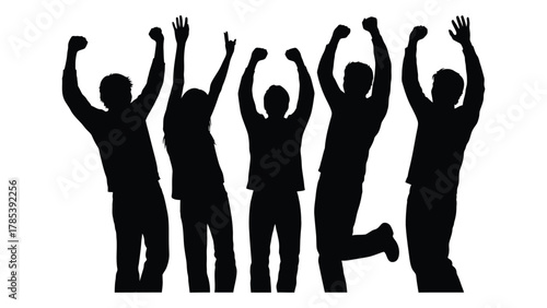 Group celebration silhouette isolated on white background, Vector