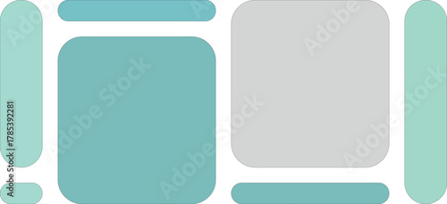 Abstract geometric composition with rounded rectangles and lines in pastel colors