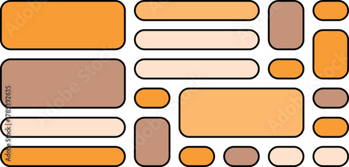 Abstract arrangement of rounded rectangles in warm colors