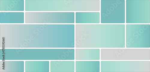 Abstract collage of rounded rectangles and squares in pastel blue and green gradients