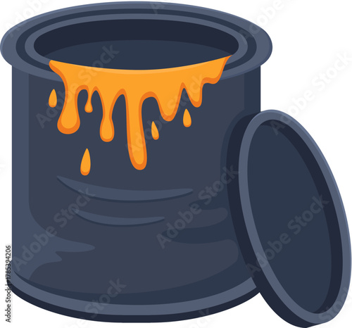 Illustration of Paint Can with Orange Paint