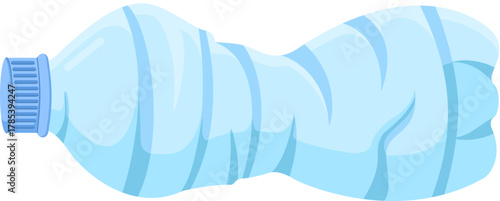 Cartoon Illustration of a Crushed Plastic Bottle